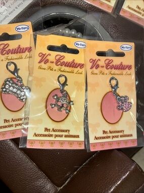 Go Couture Pink Enamel Pet ID Tag with Rhinestone Bone Charm